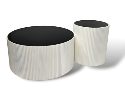Exklusiver Couchtisch Schwarz-Weiß Holz Moderne Luxus Möbel Sofatisch 2tlg