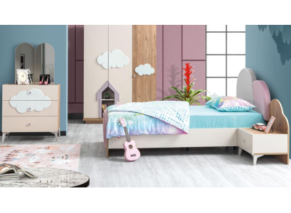 Kinderzimmer Set Kinderbett Nachttisch Kommode Top-Qualität Möbel Rosa Modern