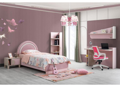 Kinderzimmer Set Modern Kinderbett Nachttisch Buecherregal Schreibtisch rosa