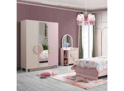 Kinderzimmer Set Mehrfarbig Top-Qualität Komplett Kleiderschrank Kommode Rosa