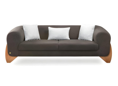 Designer Sofa 3 Sitzer Couch Dreisitzer Holzfüße Stoff Wohnzimmer Grau