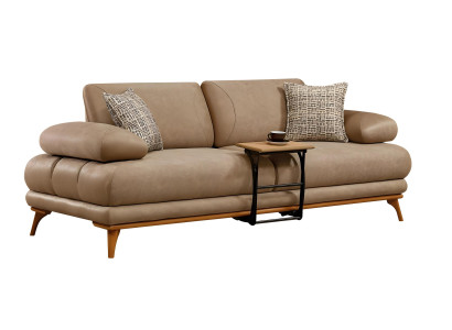 Elegantes braunes Kunstleder-Sofa mit modernem Design