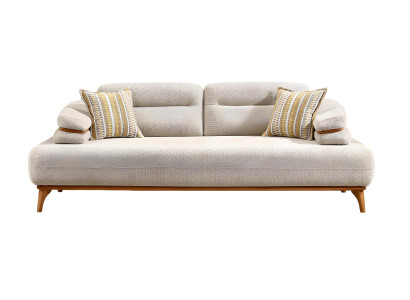 Elegantes weißes Stoffsofa aus Holz für modernes Wohnzimmer