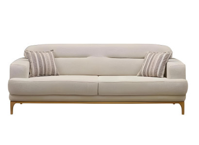 Elegantes weißes Stoffsofa mit Holzrahmen im modernen Design