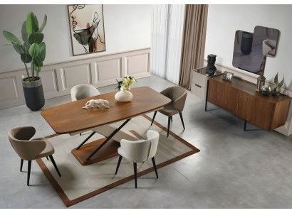 Esszimmer Set Garnitur Essgruppe Loft Stil Möbel Beige Esstische Kommode 6 tlg