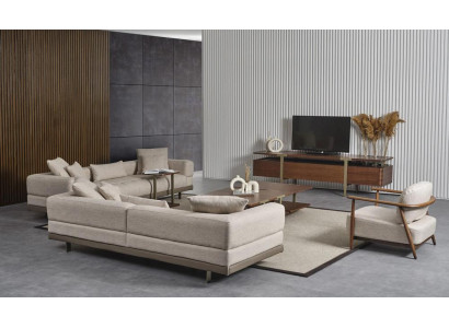Italienische Wohnzimmer Einrichtung Sofagarnitur Couchtisch Sideboard  8tlg