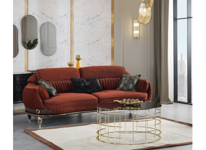 Dreisitzcouch 3-Sitzer-Sofa Dreisitzgarnitur Dreisitzer Polstersofa Terrakota