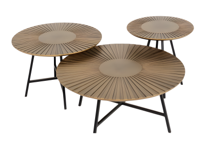 Eleganter Brauner Holz-Couchtisch mit Beistelltischen im modernen Stil