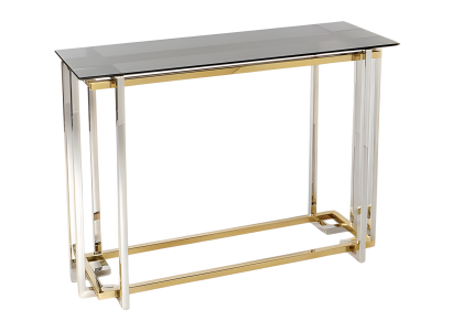 Eleganter goldener Konsolentisch aus Metall und Glas