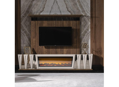 Gruppe RTV Lowboard TV Ständer Sideboard Panel 2tlg Holz Weiß Regal
