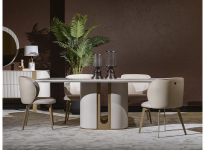 Esstisch  Esstische Tische Tisch Design Beige Luxus Esszimmer Möbel Hochwertig