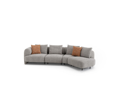 Elegantes graues Ecksofa aus Textil und Holz
