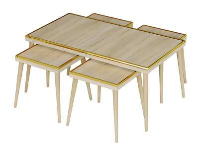 Wohnzimmer-Set Beige Holz Edelstahl modern elegant