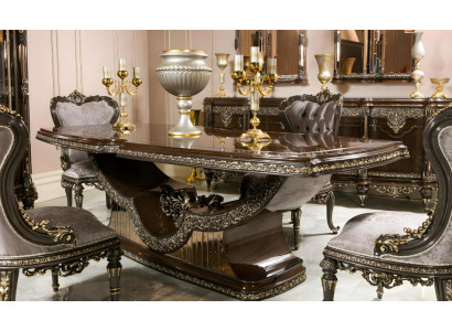 Elegantes braunes Holz Esstisch- und Stuhlset im modernen Stil