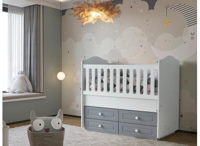 Babybett Stilvoll Graue Schubladen Modernes Design Komfortables Kinderzimmer