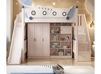 Stockbett weiß Holz Etagenbett Jugendbett Doppelstockbett Kinderbett mit Rutsche
