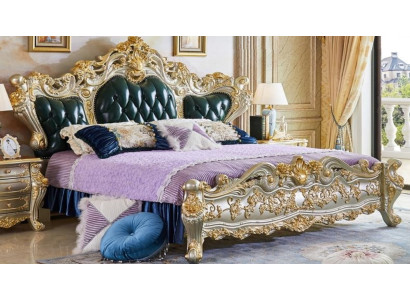 Stilvolles Schlafzimmer Holz Klassische luxuriöse Möbel Bett + 2x Nachttische