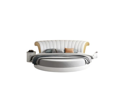 Weißes Polsterbett Stilvolles Schlafzimmer Rundbett Doppelbett