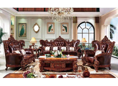 Wohnzimmer Couch Garnitur Design Braun Set 3tlg Kunstleder Sofagarnitur