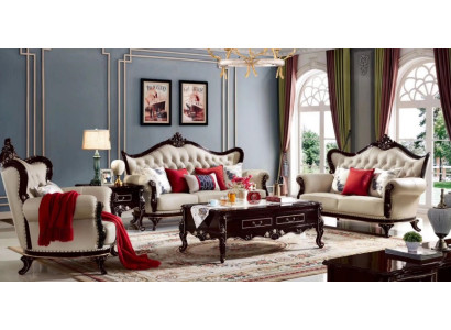 Wohnzimmer Weiß Sofagarnitur Kunstleder Komplettes Designersofa Set 5tlg