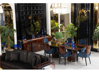 Elegante Esszimmer Garnitur Edler Esstisch Textilstühle Konsole 9tlg