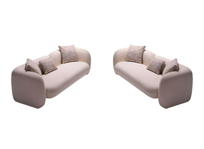 Beiger stilvoller 3-Sitzer-Sofa Stoffsofa Sofagarnitur Wohnzimmermöbel
