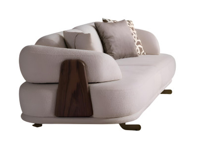 Luxuriöser beiger weicher 3-Sitzer-Sofa Stoffsofa Wohnzimmermöbel Wohnmöbel